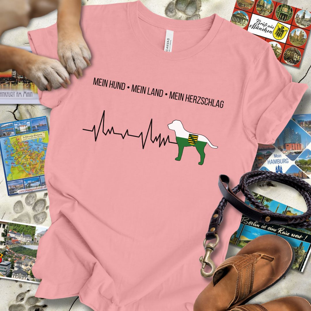 Mein Hund, Mein Land, Mein Herzschlag - Sachsen - T-Shirt Unisex Slim Fit