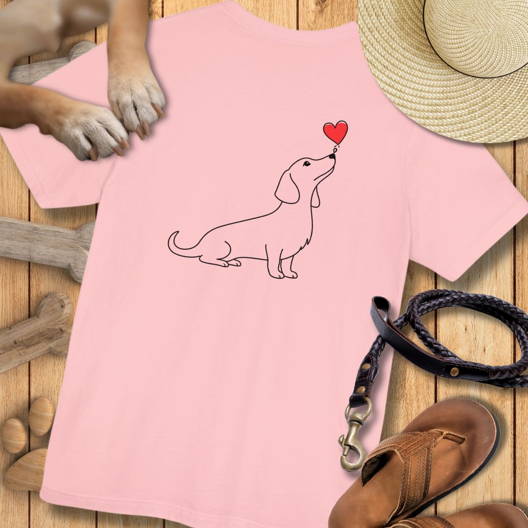 Herzenshunde - Dackel - Vorne & Hinten - T-Shirt Unisex Modern Fit - Weich & Leicht