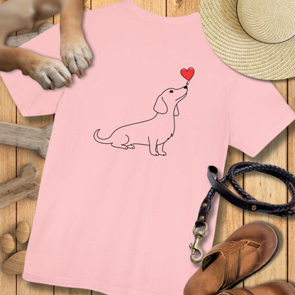 Herzenshunde - Dackel - Vorne & Hinten - T-Shirt Unisex Modern Fit - Weich & Leicht