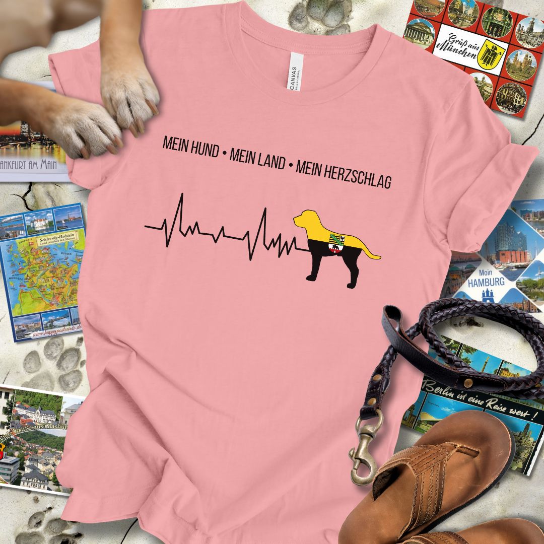 Mein Hund, Mein Land, Mein Herzschlag - Sachsen-Anhalt - T-Shirt Unisex Slim Fit