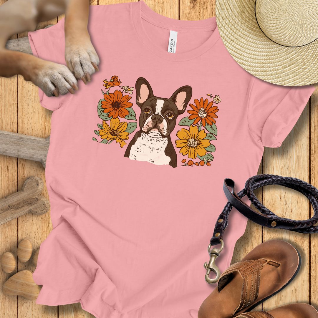 Floral Französische Bulldogge - T-Shirt Unisex Slim Fit