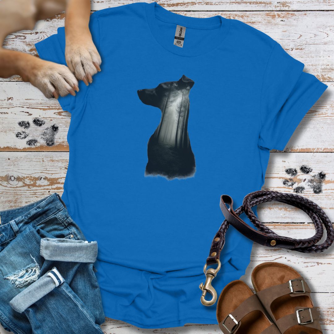 Hund Silhouette mit Wald - T-Shirt Unisex Relaxed Fit