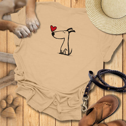 Kleiner Hund mit Herz - Beidseitig bedrucktes T-Shirt Damen Slim Fit