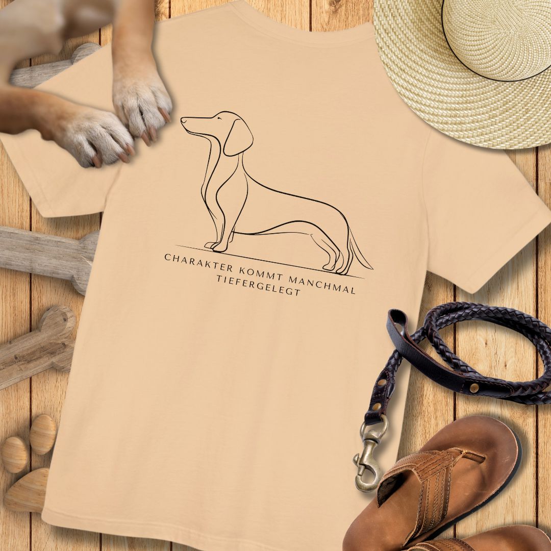 Charakter Tiefergelegt - Dackel - Vorne & Hinten - T-Shirt Unisex Modern Fit - Weich & Leicht