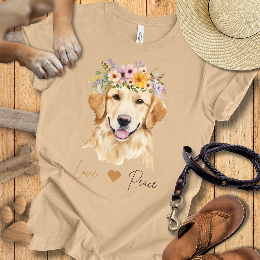 Golden Retriever Love & Peace - T-Shirt Damen Modern Fit - Weich & Leicht