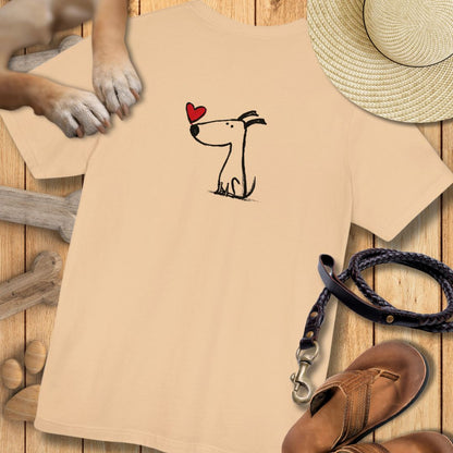 Kleiner Hund mit Herz - Vorne & Hinten - T-Shirt Unisex Modern Fit - Weich & Leicht