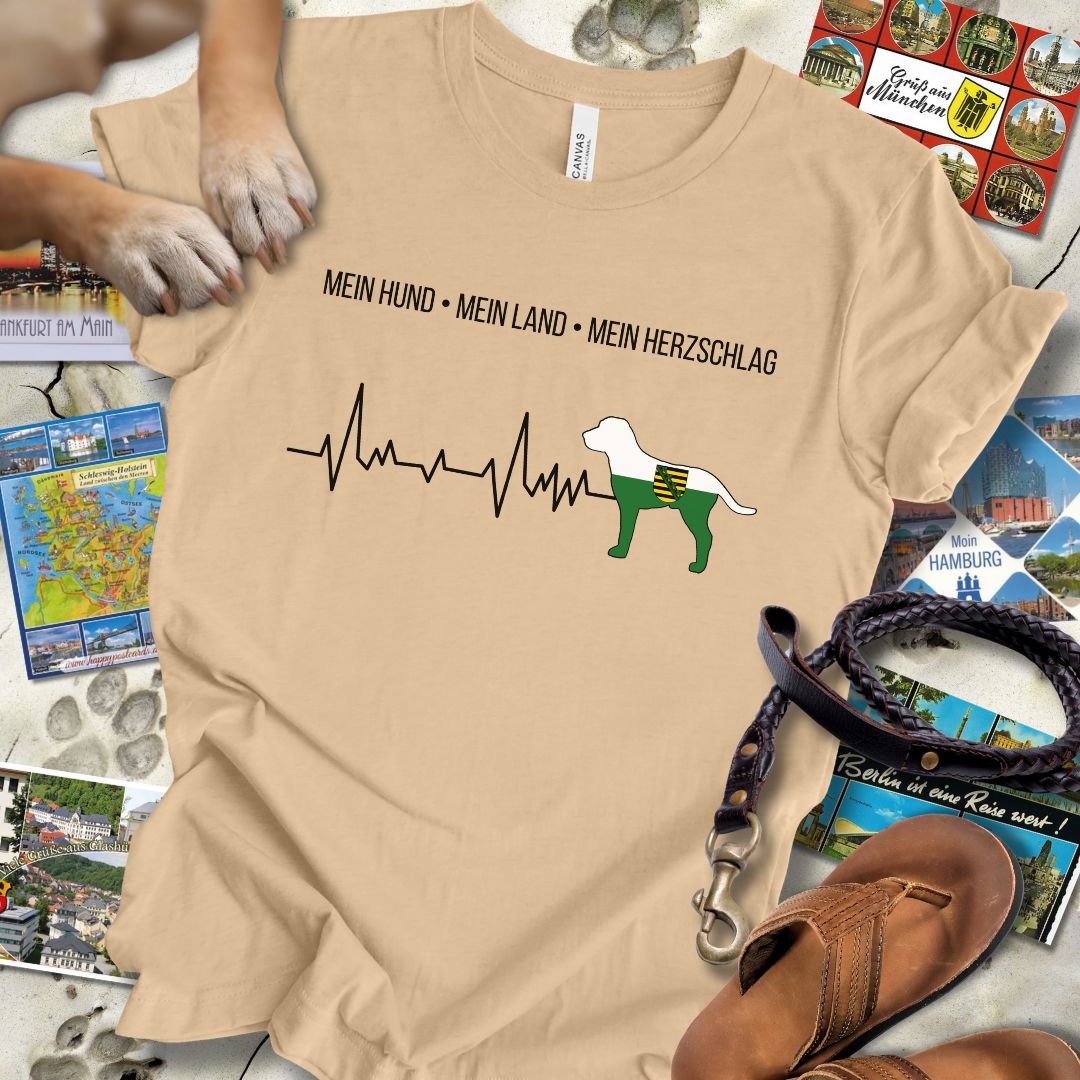 Mein Hund, Mein Land, Mein Herzschlag - Sachsen - T-Shirt Unisex Slim Fit