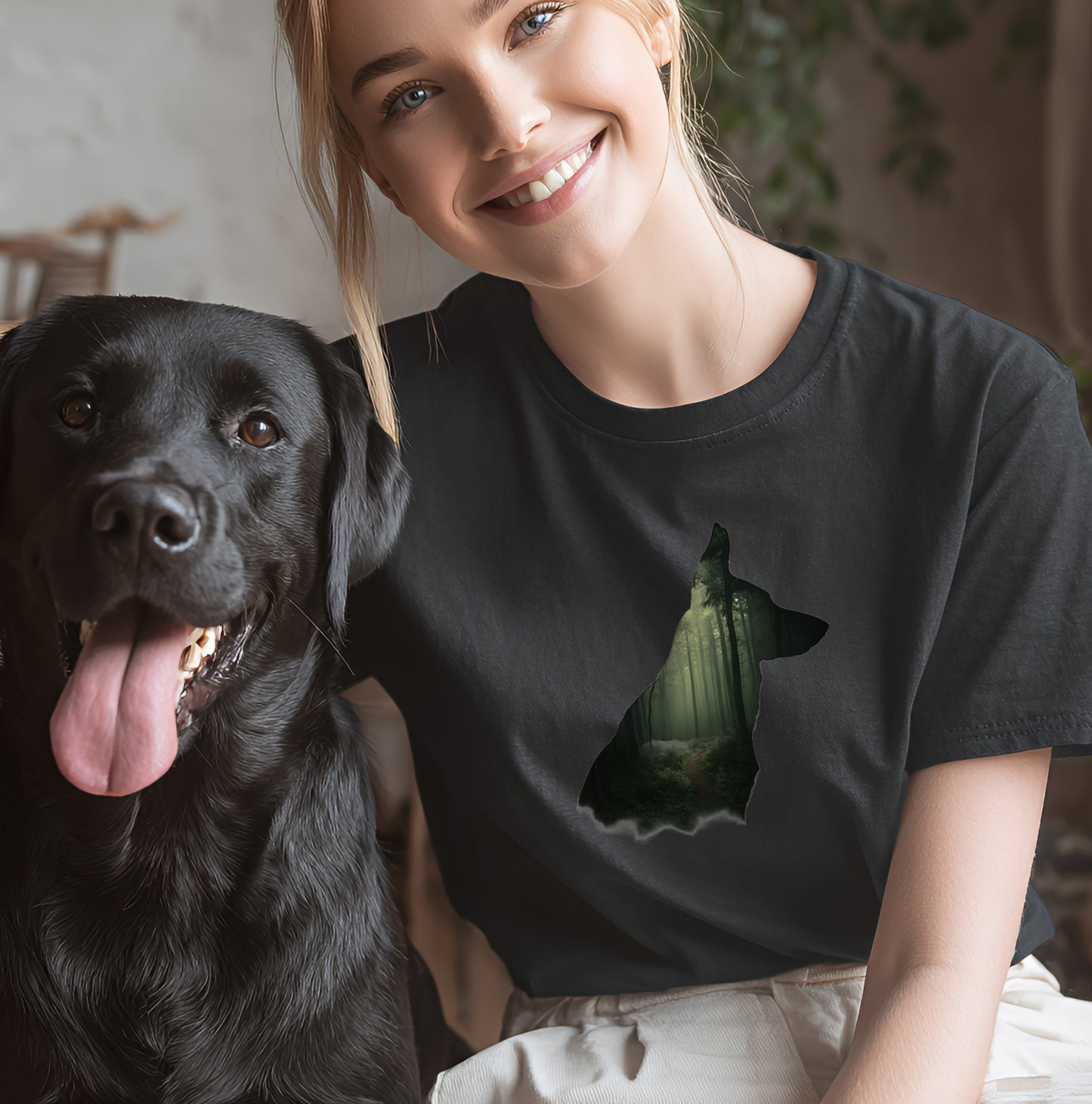 Schäferhund Silhouette mit Wald - T-Shirt Unisex Classic Fit - Bequemer Klassiker