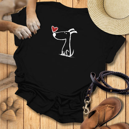 Kleiner Hund mit Herz - Beidseitig bedrucktes T-Shirt Damen Slim Fit