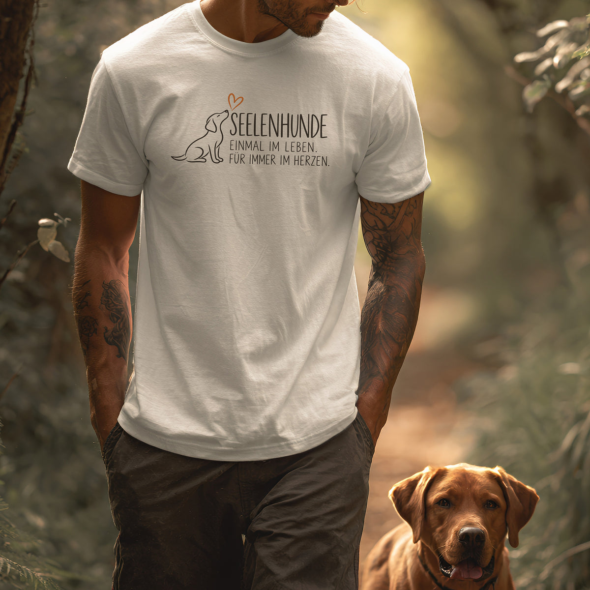 Seelenhunde – "Einmal im Leben, für immer im Herzen" - Premium T-Shirt Modern Fit - Weich & Leicht