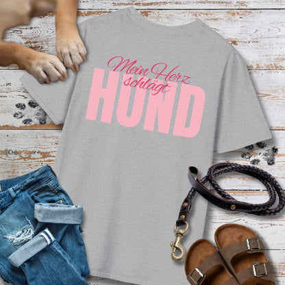 Mein Herz schlägt Hund - Nur Hinten - T-Shirt Unisex Classic Fit - Bequemer Klassiker