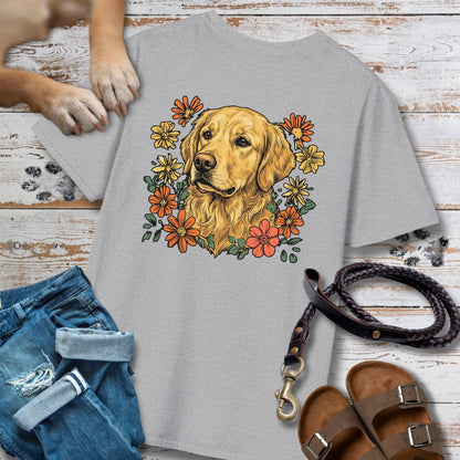 Golden Retriever in Blumen - Nur Hinten - T-Shirt Unisex Classic Fit - Bequemer Klassiker