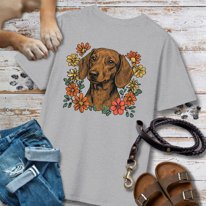 Dackel in Blumen - Nur Hinten - T-Shirt Unisex Classic Fit - Bequemer Klassiker