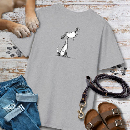 Kleiner Hund mit Blume - Vorne & Hinten - T-Shirt Unisex Classic Fit - Bequemer Klassiker