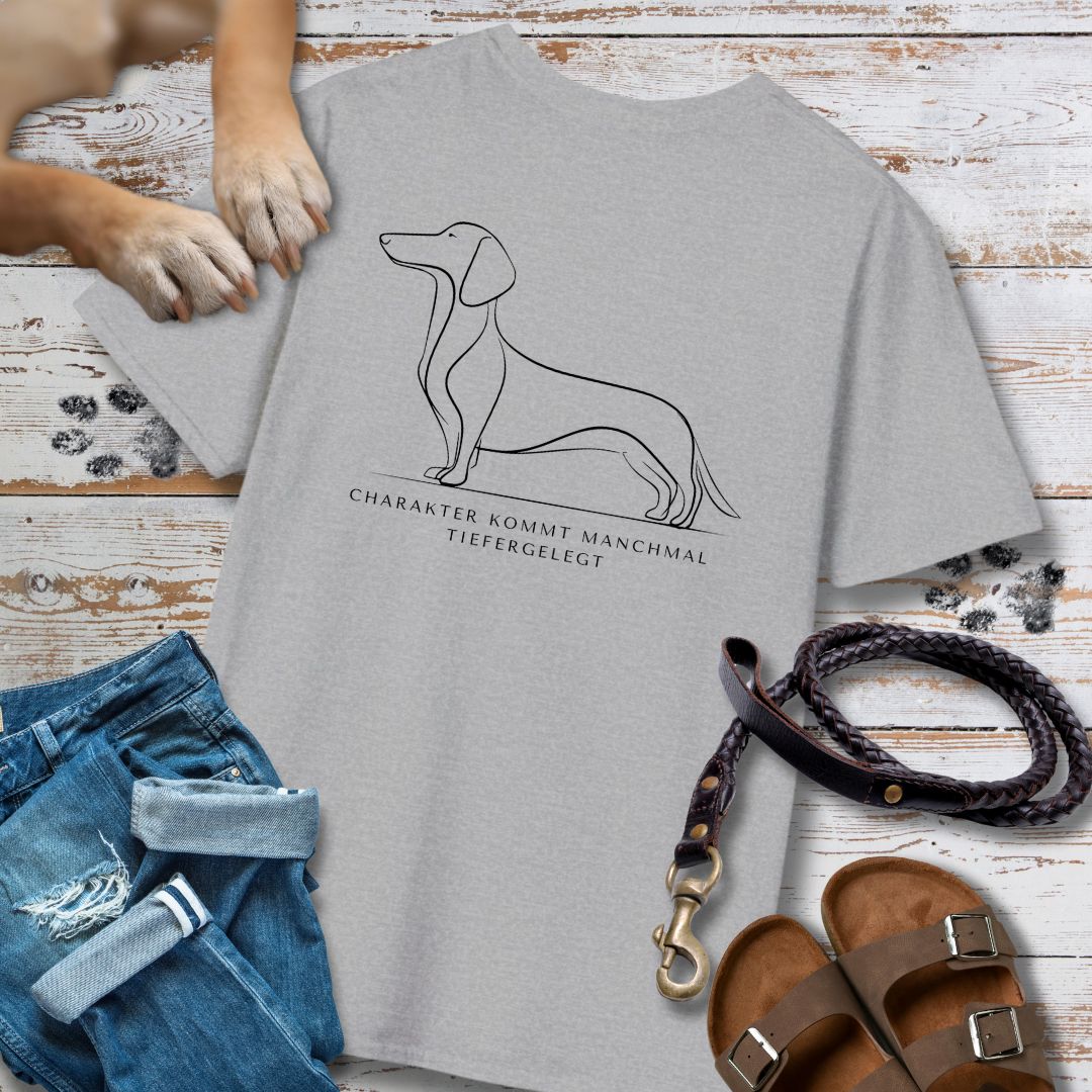 Charakter Tiefergelegt - Dackel - Vorne & Hinten - T-Shirt Unisex Classic Fit - Bequemer Klassiker