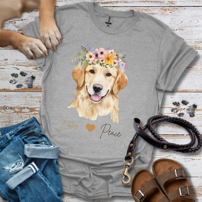 Golden Retriever Love & Peace - T-Shirt Unisex Classic Fit - Bequemer Klassiker