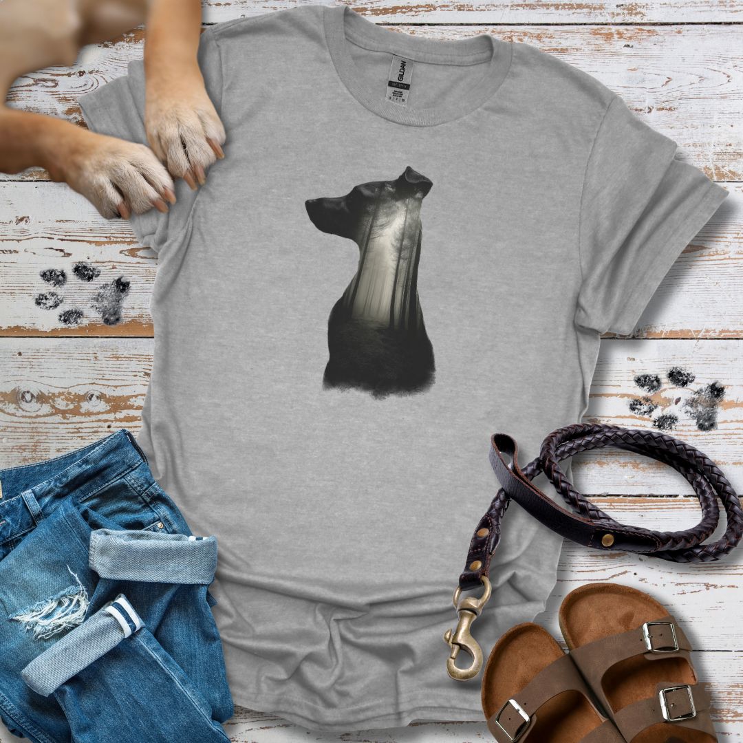 Hund Silhouette mit Wald - T-Shirt Unisex Relaxed Fit