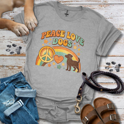 Peace Love Dogs Retro - T-Shirt Unisex Classic Fit Standard Qualität