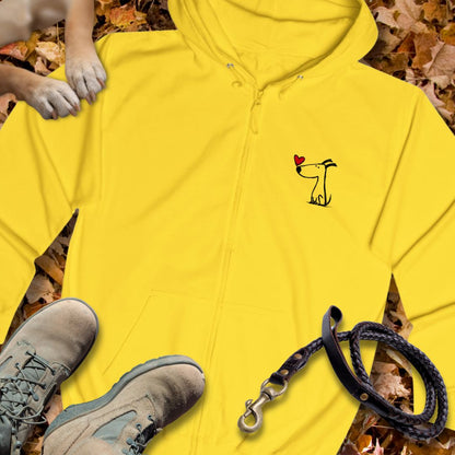 Kleiner Hund mit Herz - Vorne & Hinten - Unisex Zip Hoodie Classic Fit