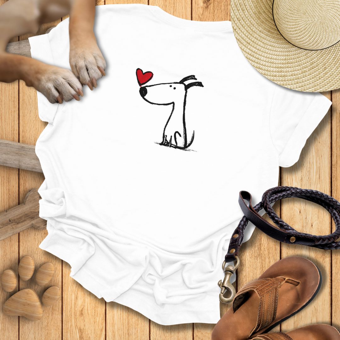 Kleiner Hund mit Herz - Beidseitig bedrucktes T-Shirt Damen Slim Fit