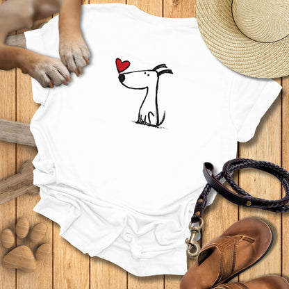 Kleiner Hund mit Herz - Beidseitig bedrucktes T-Shirt Damen Slim Fit