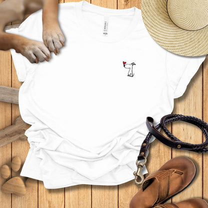 Kleiner Hund mit Herz - Beidseitig bedrucktes T-Shirt Damen Slim Fit