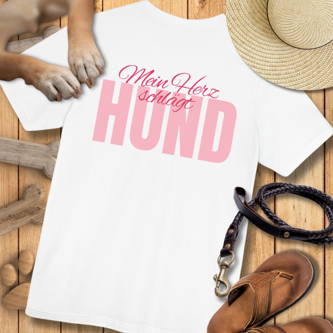 Mein Herz schlägt Hund - Nur Hinten - T-Shirt Unisex Modern Fit - Weich & Leicht