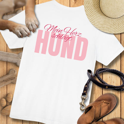Mein Herz schlägt Hund - Nur Hinten - T-Shirt Unisex Modern Fit - Weich & Leicht