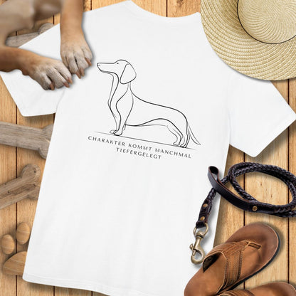 Charakter Tiefergelegt - Dackel - Vorne & Hinten - T-Shirt Unisex Modern Fit - Weich & Leicht