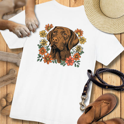 Labrador in Blumen - Nur Hinten - T-Shirt Unisex Modern Fit - Weich & Leicht