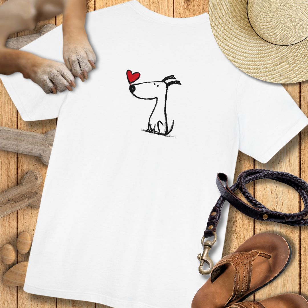 Kleiner Hund mit Herz - Nur Hinten - T-Shirt Unisex Modern Fit - Weich & Leicht