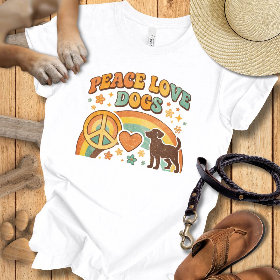 Peace Love Dogs Retro - T-Shirt Unisex Modern Fit - Weich & Leicht