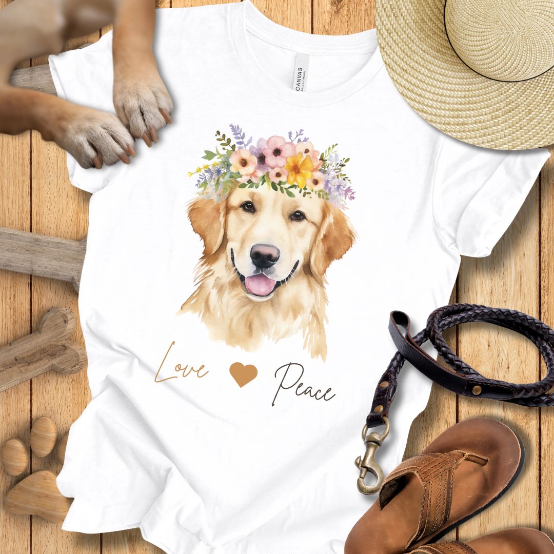 Golden Retriever Love & Peace - T-Shirt Damen Modern Fit - Weich & Leicht