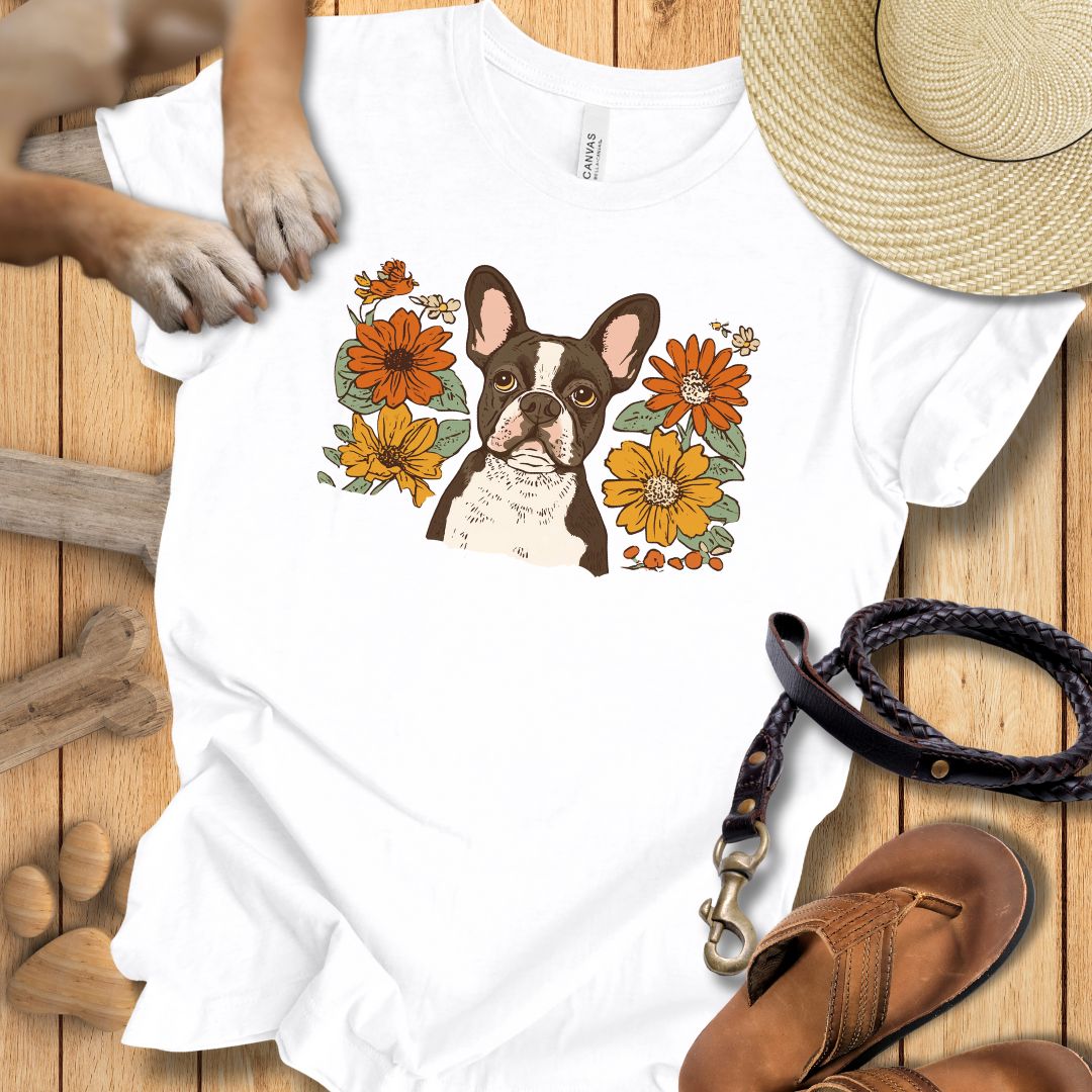Floral Französische Bulldogge - T-Shirt Unisex Slim Fit