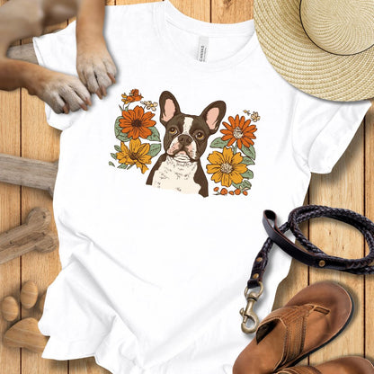Floral Französische Bulldogge - T-Shirt Unisex Modern Fit - Weich & Leicht