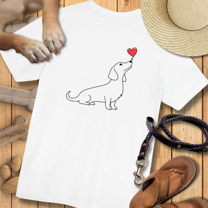 Herzenshunde - Dackel - Vorne & Hinten - T-Shirt Unisex Modern Fit - Weich & Leicht