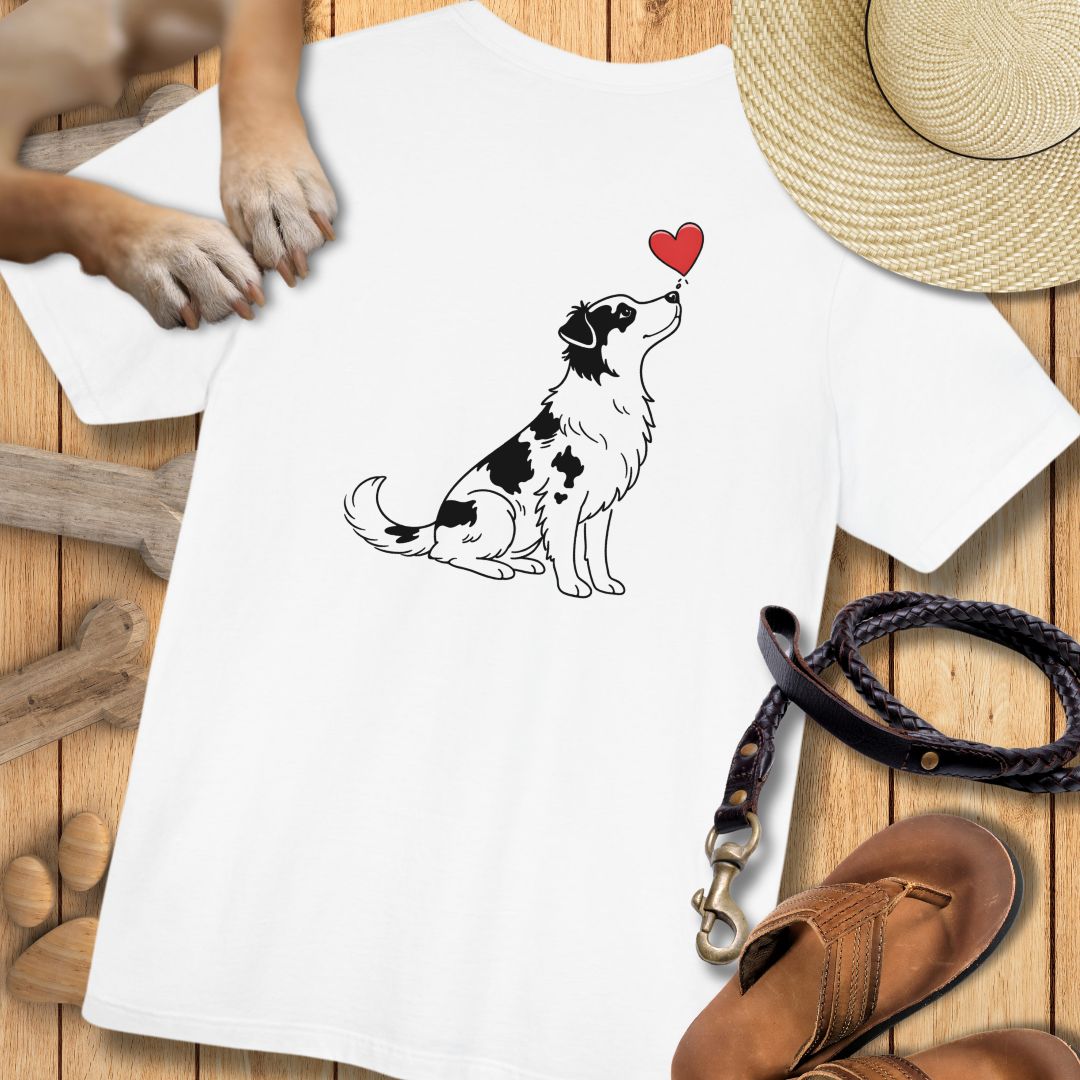 Herzenshunde - Australian Shepherd - Vorne & Hinten - T-Shirt Unisex Modern Fit - Weich & Leicht