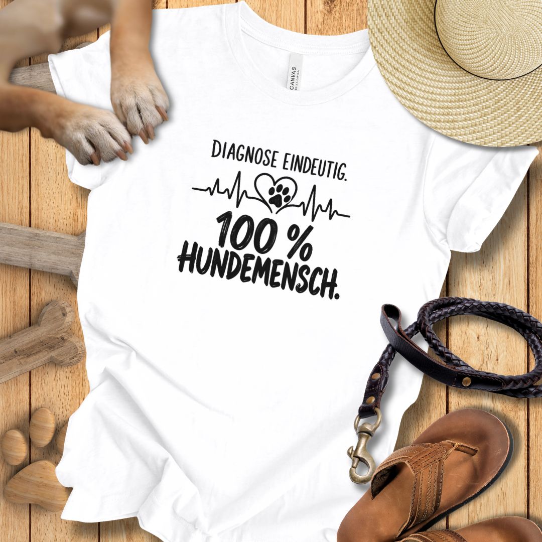 Diagnose Eindeutig: 100% Hundemensch - Premium T-Shirt Modern Fit - Weich & Leicht