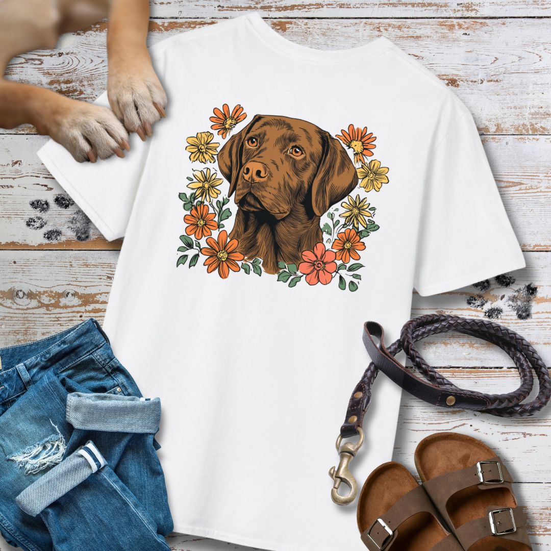 Labrador in Blumen - Nur Hinten - T-Shirt Unisex Classic Fit - Bequemer Klassiker