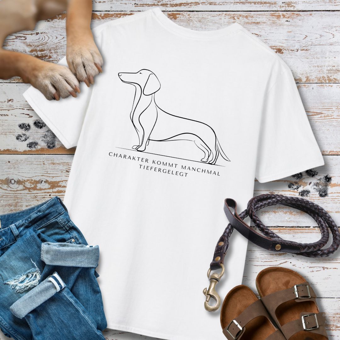 Charakter Tiefergelegt - Dackel - Vorne & Hinten - T-Shirt Unisex Classic Fit - Bequemer Klassiker