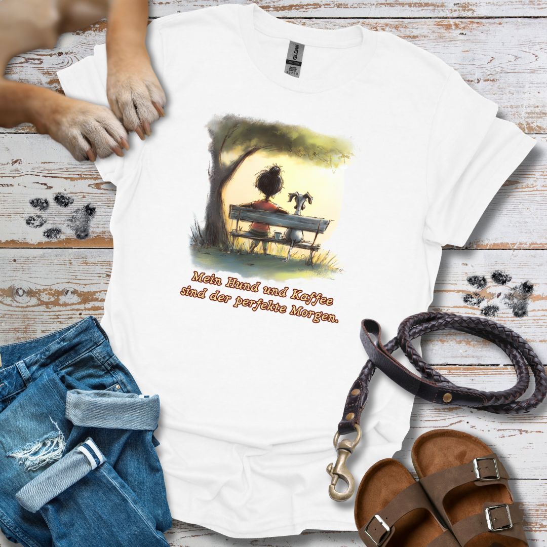Mein Hund und Kaffee sind der perfekte Morgen - T-Shirt Unisex Relaxed Fit