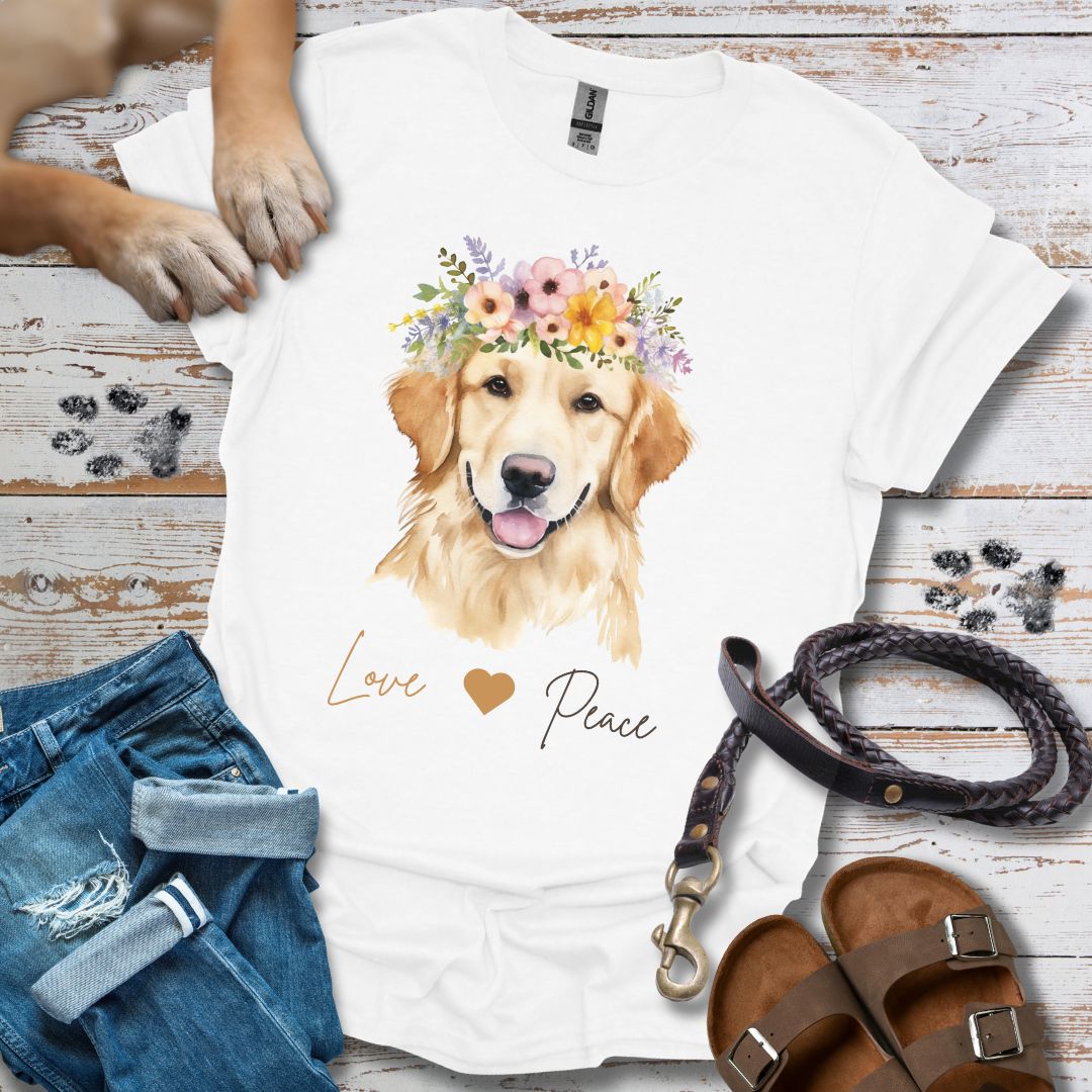 Golden Retriever Love & Peace - T-Shirt Unisex Classic Fit - Bequemer Klassiker