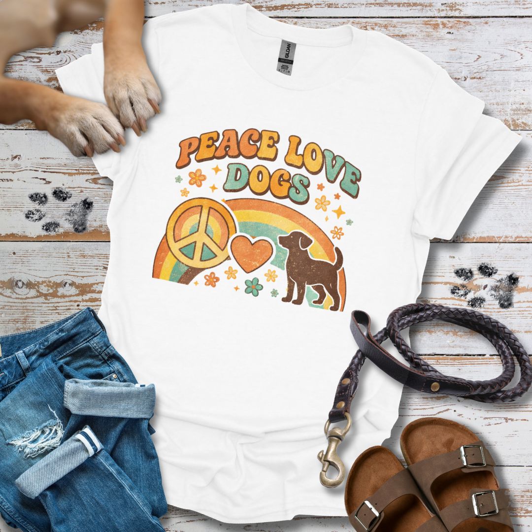 Peace Love Dogs Retro - T-Shirt Unisex Classic Fit Standard Qualität