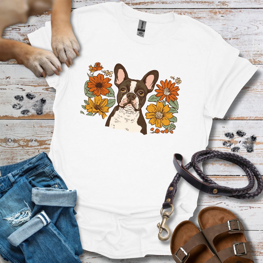 Floral Französische Bulldogge - T-Shirt Unisex Relaxed Fit
