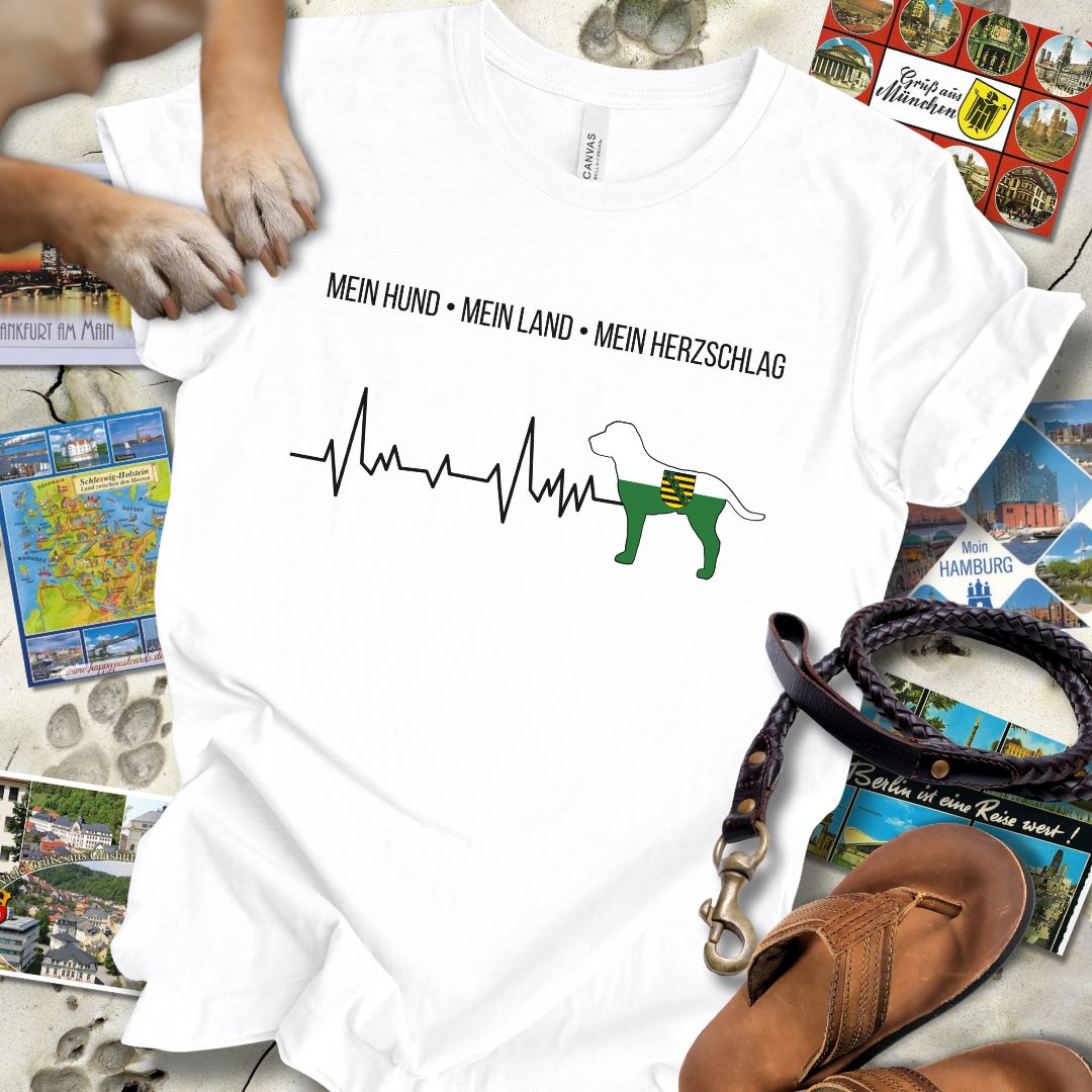 Mein Hund, Mein Land, Mein Herzschlag - Sachsen - T-Shirt Unisex Slim Fit