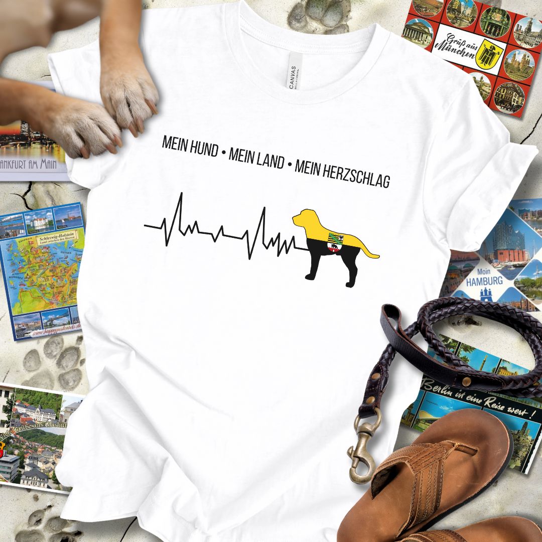 Mein Hund, Mein Land, Mein Herzschlag - Sachsen-Anhalt - T-Shirt Unisex Slim Fit