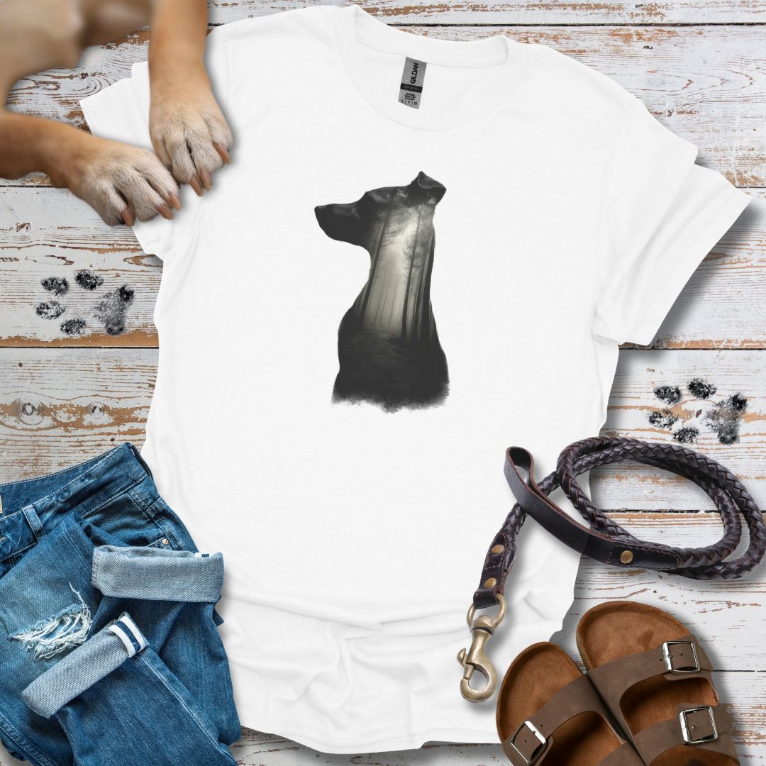 Hund Silhouette mit Wald - T-Shirt Unisex Relaxed Fit