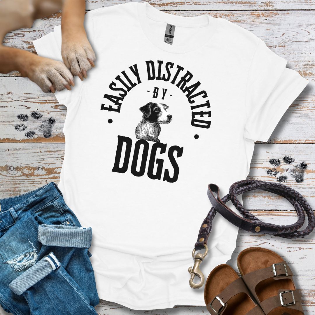 Easily Distracted by Dogs - T-Shirt Unisex Relaxed Fit