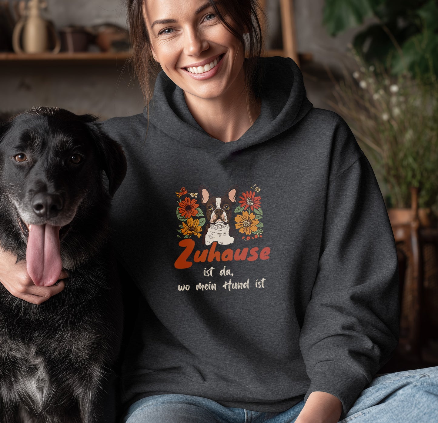 Zuhause ist da wo mein Hund ist - Französische Bulldogge - Unisex Modern Fit Hoodie für Hundefreunde