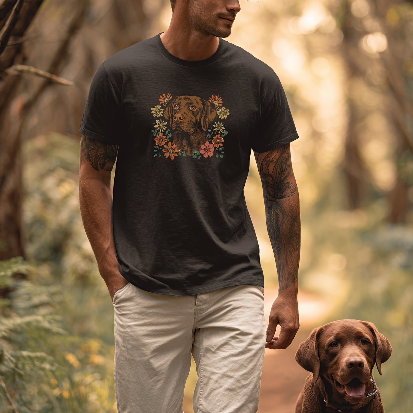 Floral Labrador - T-Shirt Unisex Classic Fit - Bequemer Klassiker
